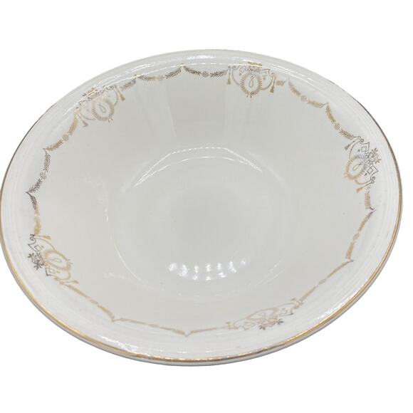 Edwin M Knowles Other - Edwin M Knowles Adams serving bowl Beige Gold Trim Semi Vitreous serving dish